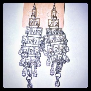 3/$15 Silvertone rhinestone chandelier earrings